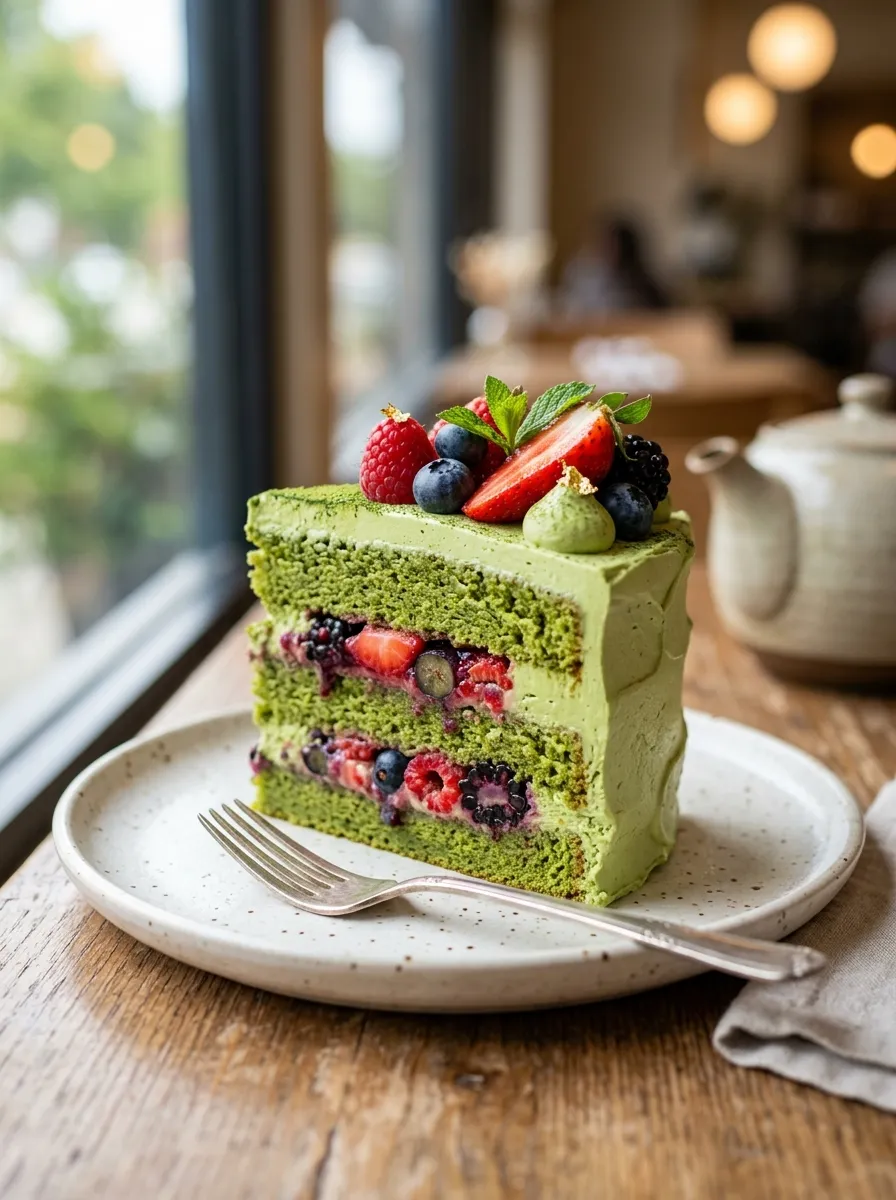 Matcha Berry Cake